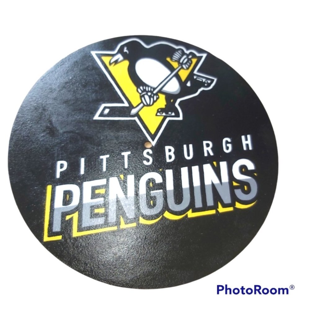 Handpainted Vinyl Record Painting ~ NHL PITTSBURGH PENGUINS - Framed